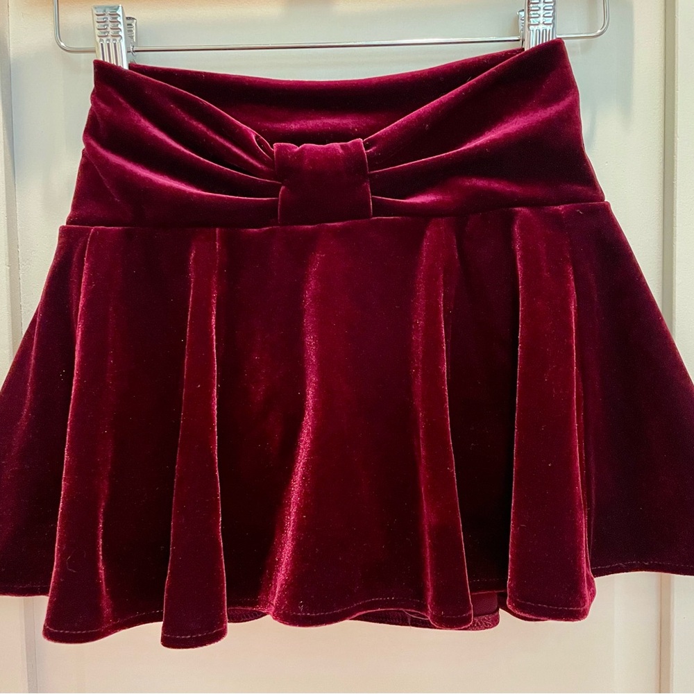 Zara Red Skater Mini Skirt with Tie Front